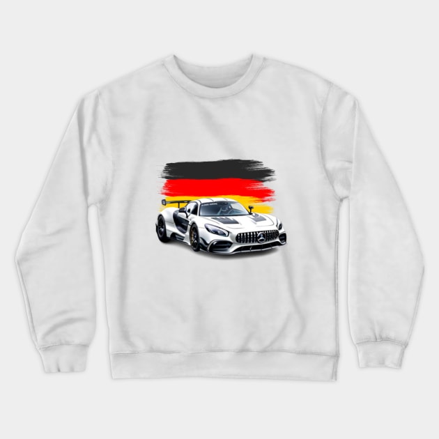 Mercedes Benz amg GT3 with Germany flag Crewneck Sweatshirt by Auto-apparel